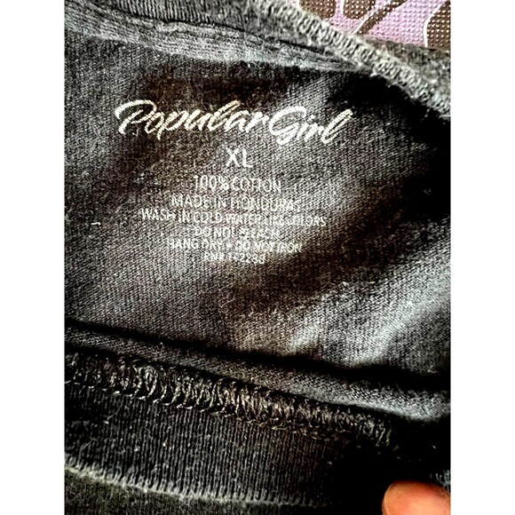 POPULAR GIRL Women's "A Little Bit Wild" Short Tee Black Size XL - Picture 4 of 6